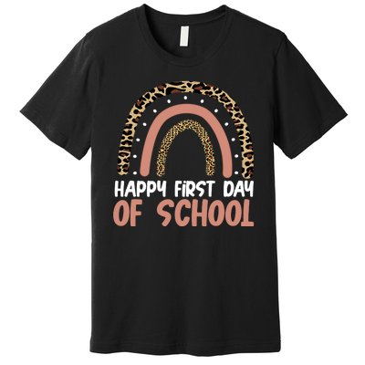 Happy First Day Of School Leopard Rainbow Premium T-Shirt