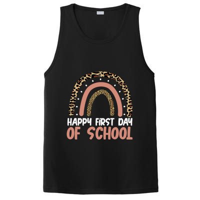 Happy First Day Of School Leopard Rainbow PosiCharge Competitor Tank