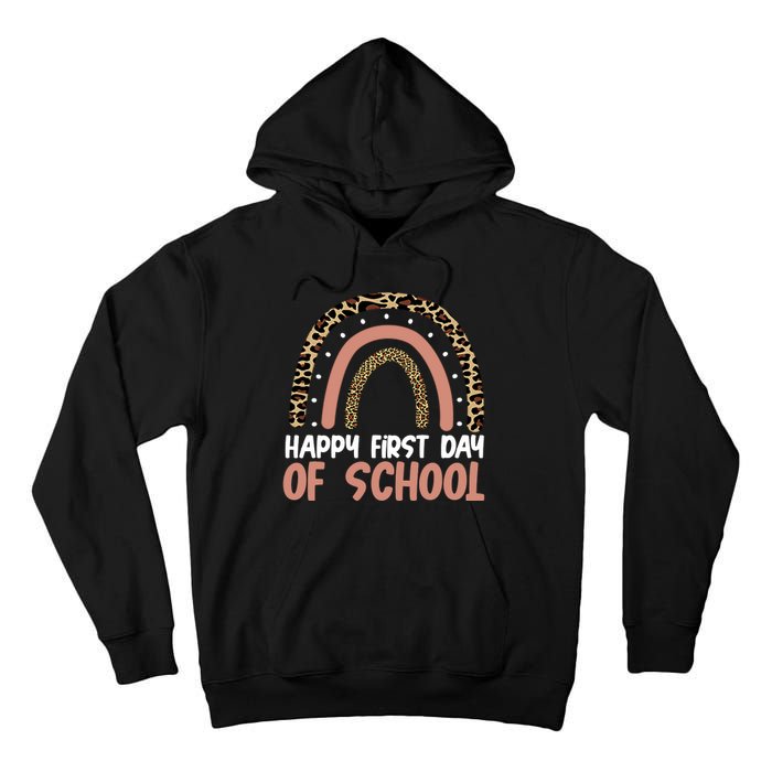 Happy First Day Of School Leopard Rainbow Tall Hoodie