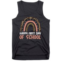 Happy First Day Of School Leopard Rainbow Tank Top