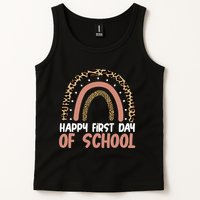 Happy First Day Of School Leopard Rainbow Tank Top