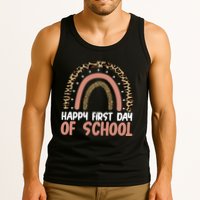 Happy First Day Of School Leopard Rainbow Tank Top