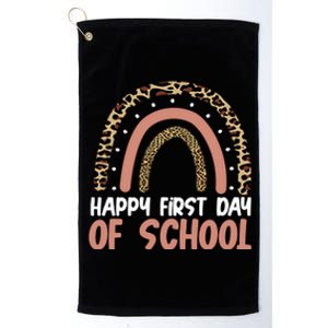 Happy First Day Of School Leopard Rainbow Platinum Collection Golf Towel