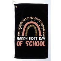 Happy First Day Of School Leopard Rainbow Golf Towel