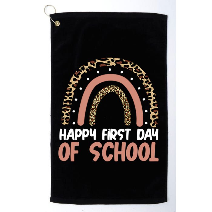 Happy First Day Of School Leopard Rainbow Golf Towel
