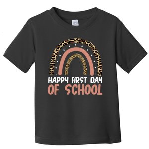 Happy First Day Of School Leopard Rainbow Toddler T-Shirt