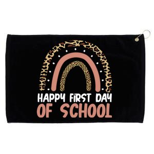 Happy First Day Of School Leopard Rainbow Grommeted Golf Towel