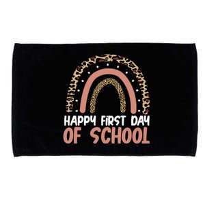 Happy First Day Of School Leopard Rainbow Microfiber Hand Towel