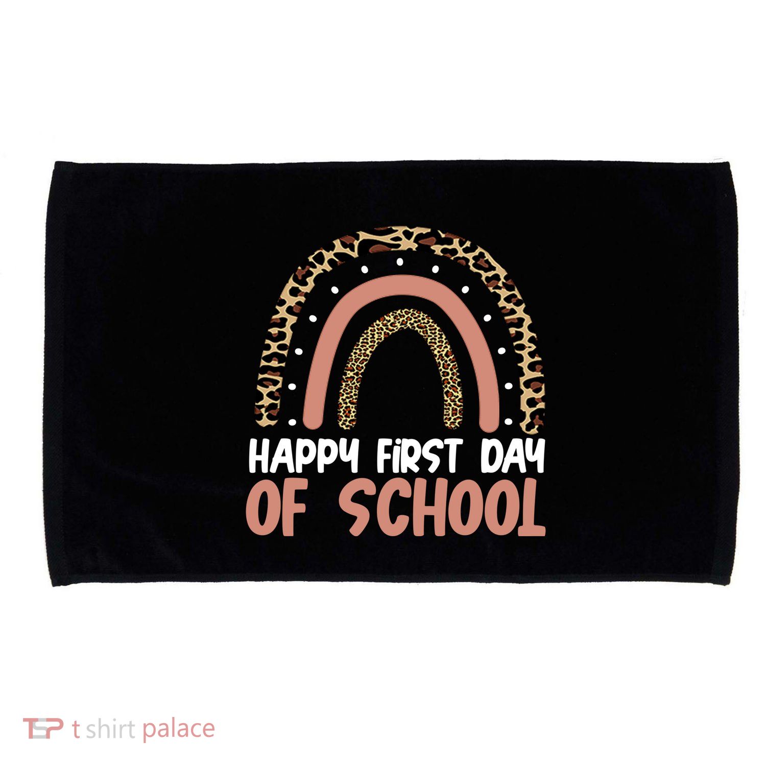 Happy First Day Of School Leopard Rainbow Microfiber Hand Towel
