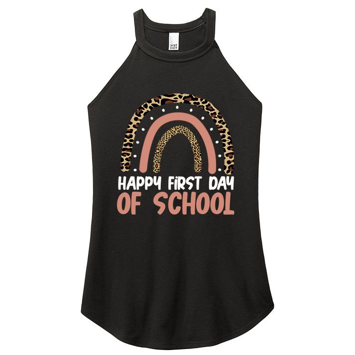 Happy First Day Of School Leopard Rainbow Women's Perfect Tri Rocker Tank