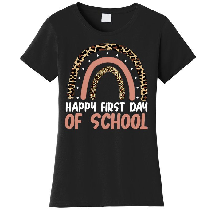 Happy First Day Of School Leopard Rainbow Women's T-Shirt