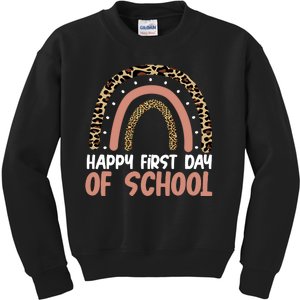 Happy First Day Of School Leopard Rainbow Kids Sweatshirt