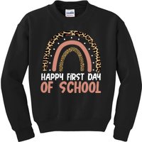 Happy First Day Of School Leopard Rainbow Kids Sweatshirt