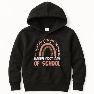 Happy First Day Of School Leopard Rainbow Kids Hoodie