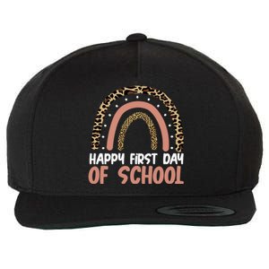 Happy First Day Of School Leopard Rainbow Wool Snapback Cap