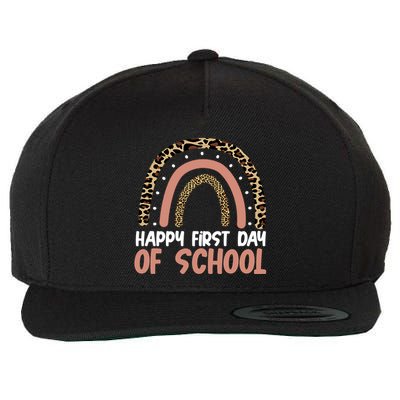 Happy First Day Of School Leopard Rainbow Wool Snapback Cap