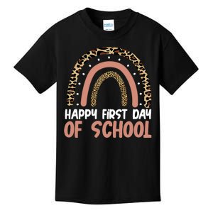 Happy First Day Of School Leopard Rainbow Kids T-Shirt