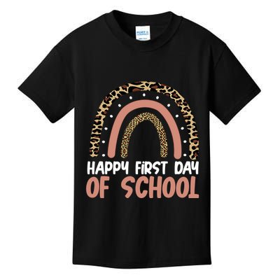 Happy First Day Of School Leopard Rainbow Kids T-Shirt