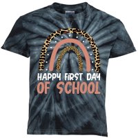 Happy First Day Of School Leopard Rainbow Kids Tie-Dye T-Shirt