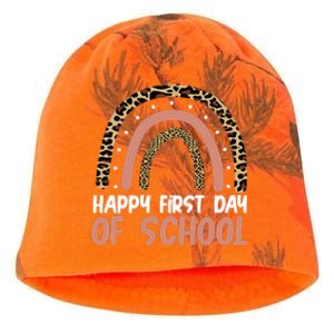 Happy First Day Of School Leopard Rainbow Kati - Camo Knit Beanie