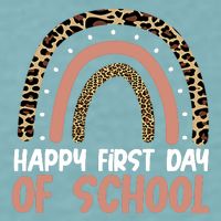 Happy First Day Of School Leopard Rainbow Sueded Cloud Jersey T-Shirt
