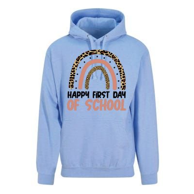 Happy First Day Of School Leopard Rainbow Unisex Surf Hoodie