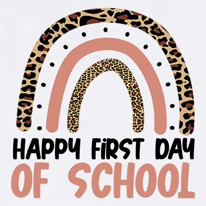 Happy First Day Of School Leopard Rainbow Garment-Dyed Sweatshirt