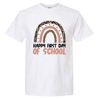 Happy First Day Of School Leopard Rainbow Garment-Dyed Heavyweight T-Shirt