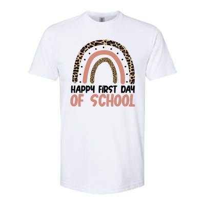 Happy First Day Of School Leopard Rainbow Softstyle CVC T-Shirt