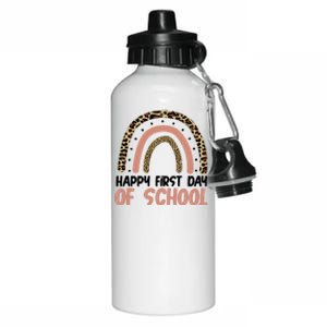 Happy First Day Of School Leopard Rainbow Aluminum Water Bottle