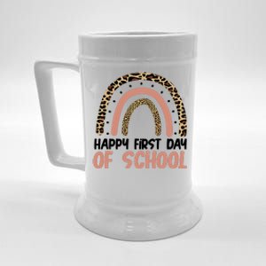 Happy First Day Of School Leopard Rainbow Beer Stein