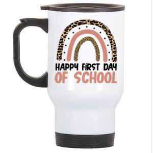 Happy First Day Of School Leopard Rainbow Stainless Steel Travel Mug