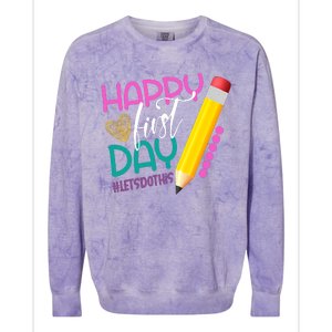 Happy First Day Of School Lets Do This Colorblast Crewneck Sweatshirt