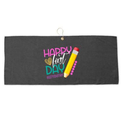 Happy First Day Of School Lets Do This Large Microfiber Waffle Golf Towel