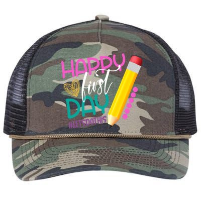 Happy First Day Of School Lets Do This Retro Rope Trucker Hat Cap