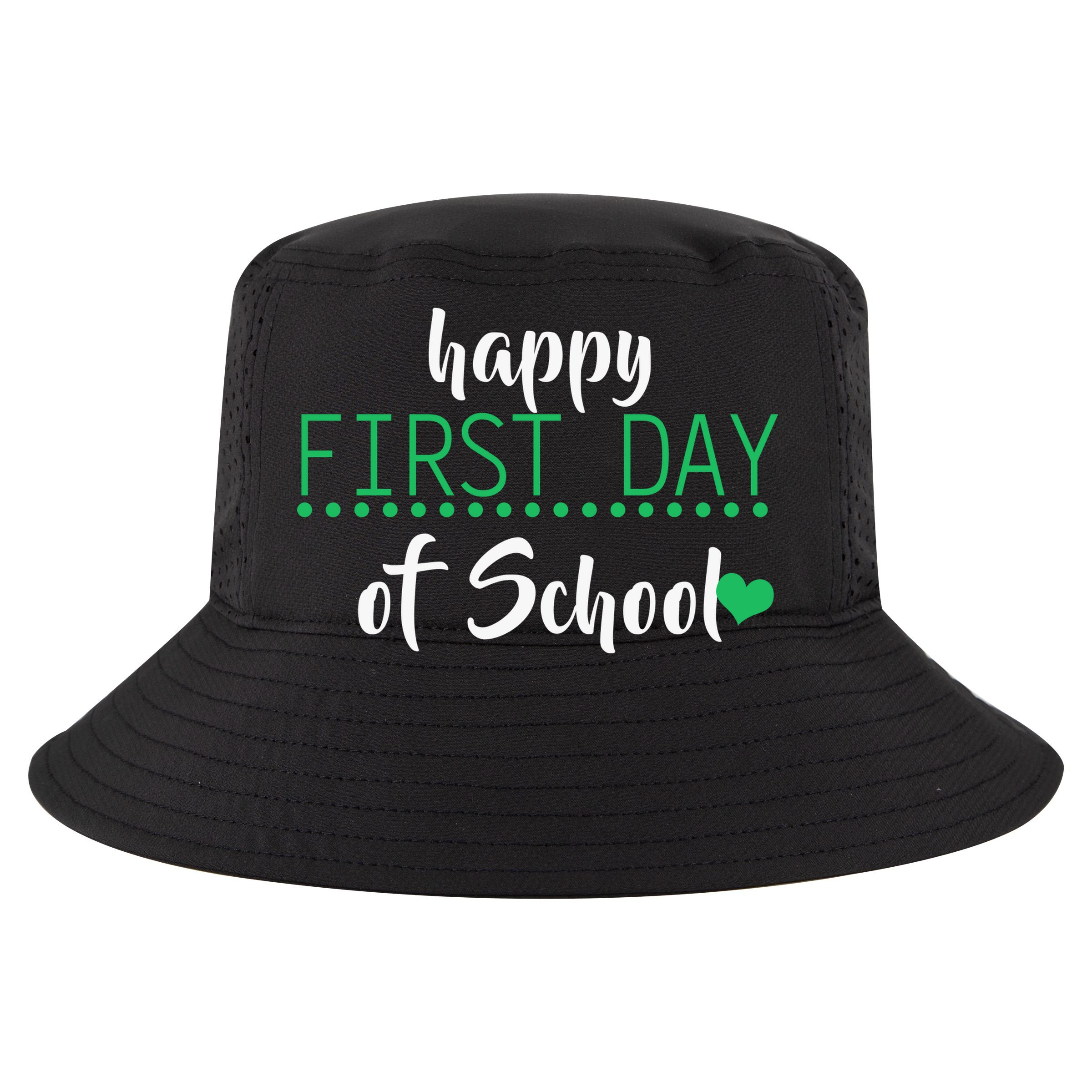Happy First Day Of School Logo Sustainable Bucket Hat