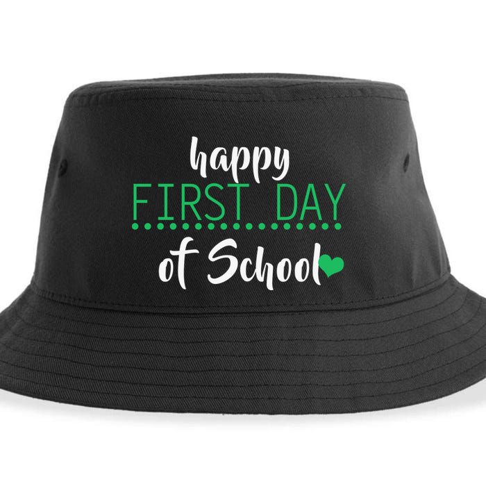 Happy First Day Of School Logo Sustainable Bucket Hat