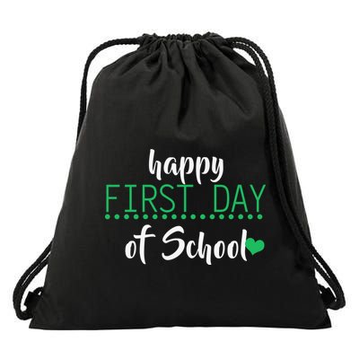Happy First Day Of School Logo Drawstring Bag
