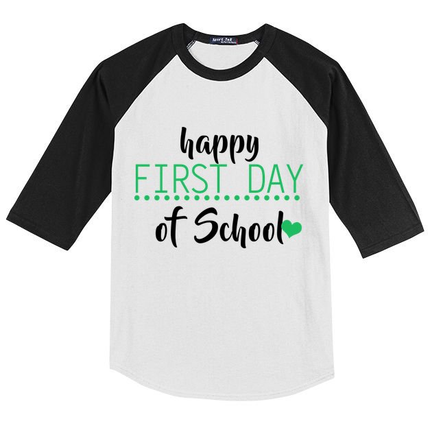 Happy First Day Of School Logo Kids Colorblock Raglan Jersey