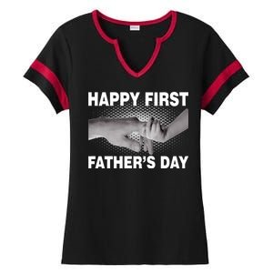 Happy First Father's Day Ladies Halftime Notch Neck Tee