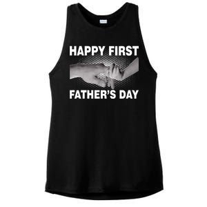 Happy First Father's Day Ladies PosiCharge Tri-Blend Wicking Tank