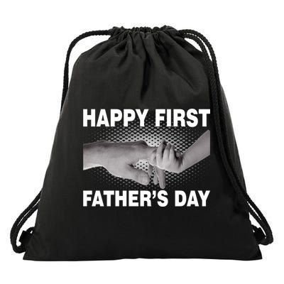 Happy First Father's Day Drawstring Bag