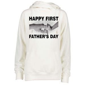 Happy First Father's Day Womens Funnel Neck Pullover Hood