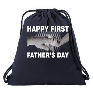 Happy First Father's Day Drawstring Bag