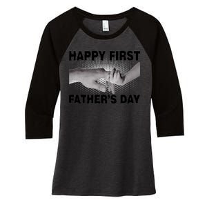 Happy First Father's Day Women's Tri-Blend 3/4-Sleeve Raglan Shirt