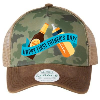 Happy First Father's Day Baby Bottle Legacy Tie Dye Trucker Hat