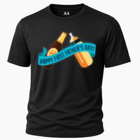 Happy First Father's Day Baby Bottle Cooling Performance Crew T-Shirt