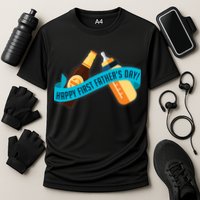 Happy First Father's Day Baby Bottle Cooling Performance Crew T-Shirt