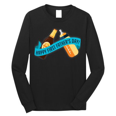 Happy First Father's Day Baby Bottle Long Sleeve Shirt