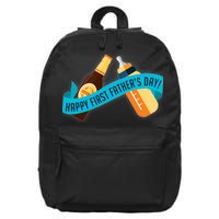 Happy First Father's Day Baby Bottle 16 in Basic Backpack